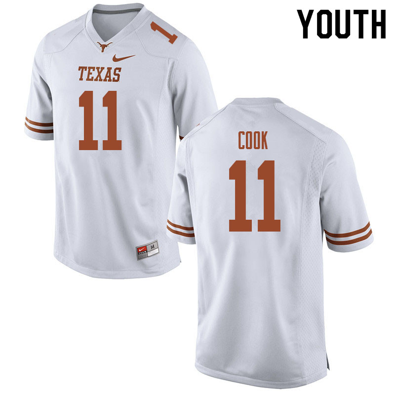 Youth #11 Anthony Cook Texas Longhorns College Football Jerseys Sale-White